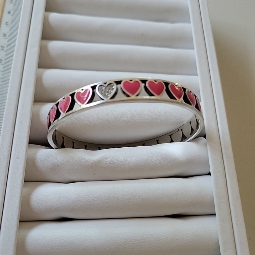 Brighton Bonbon Hearts Silver Red Heart Bangle Bracelet